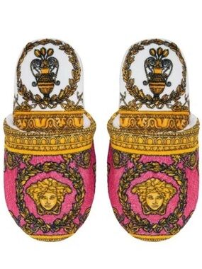 Versace Pink & Gold Medusa Slip-On Mule